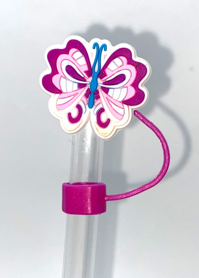 Purple, Pink & Blue Butterfly Straw Topper