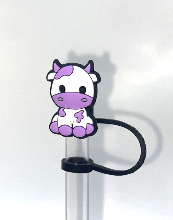 Purple Sitting Cow Straw Topper