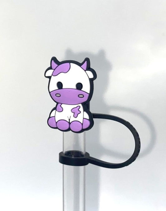 Purple Sitting Cow Straw Topper