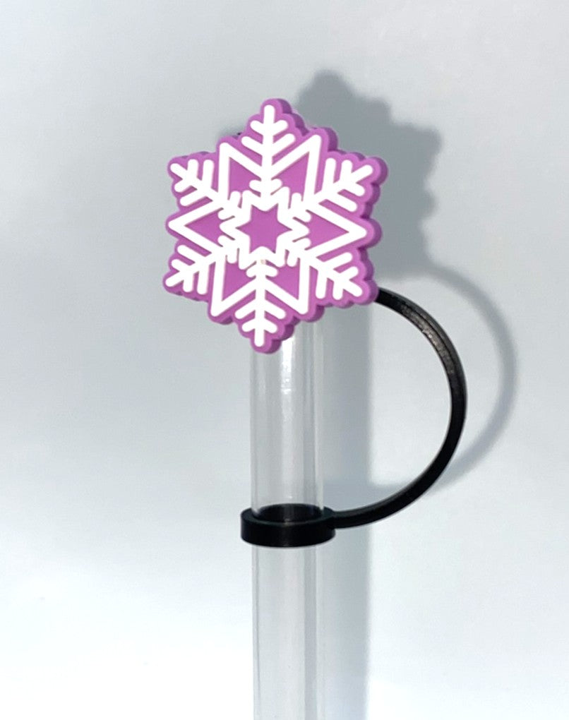 Purple Snowflake Winter Straw Topper