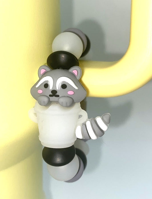 Raccoon In Trash Can 3D Trash Panda Stanley Tumbler Cup Handle Charm