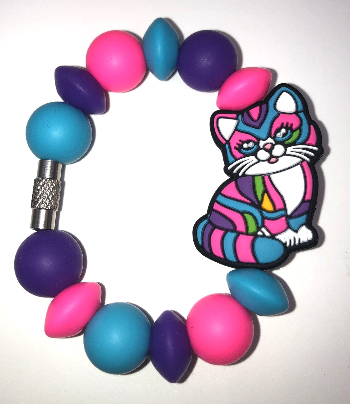 Rainbow Colorful Kitty Cat LF Stanley Tumbler Cup Handle Charm