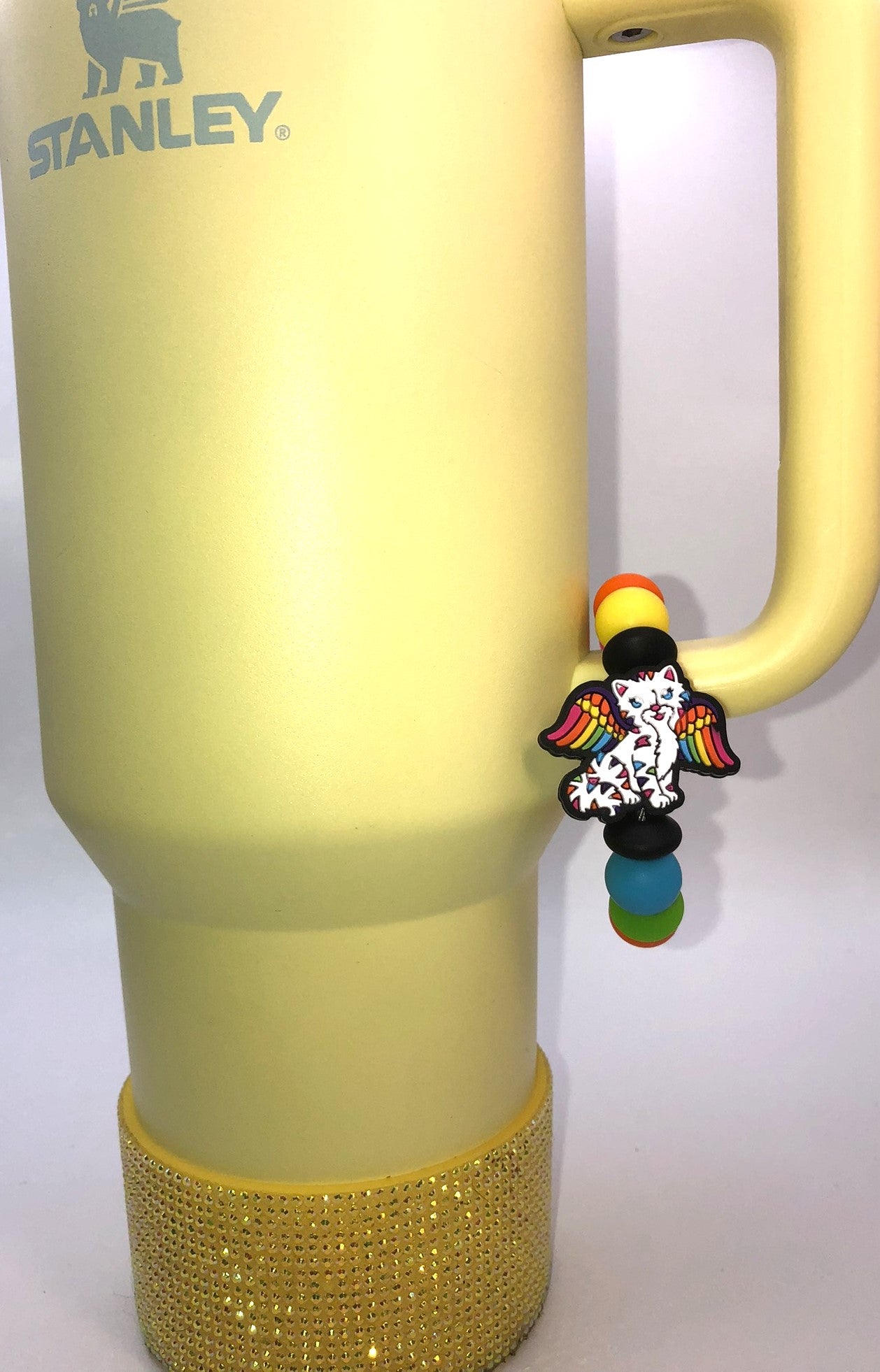 Rainbow Colorful Cat w/Wings LF Stanley Tumbler Cup Handle Charm