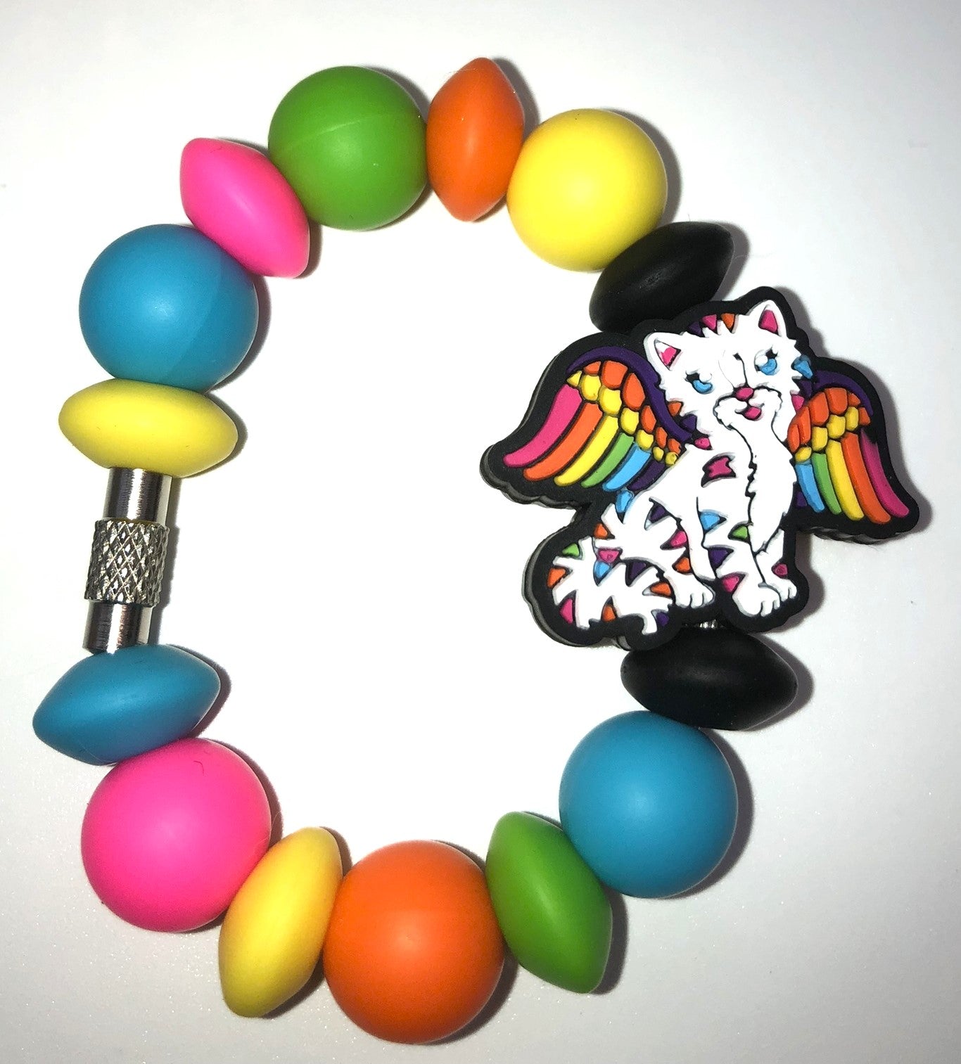 Rainbow Colorful Cat w/Wings LF Stanley Tumbler Cup Handle Charm