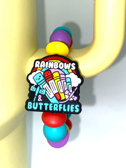 Rainbows & Butterflies Phlebotomy Stanley Tumbler Cup Handle Charm