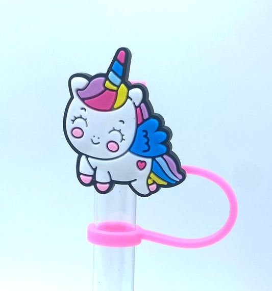 Rainbow Unicorn W/Wings Straw Topper