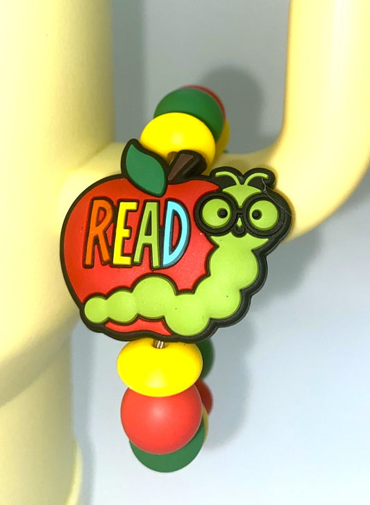 Read Bookworm Apple Stanley Tumbler Cup Handle Charm