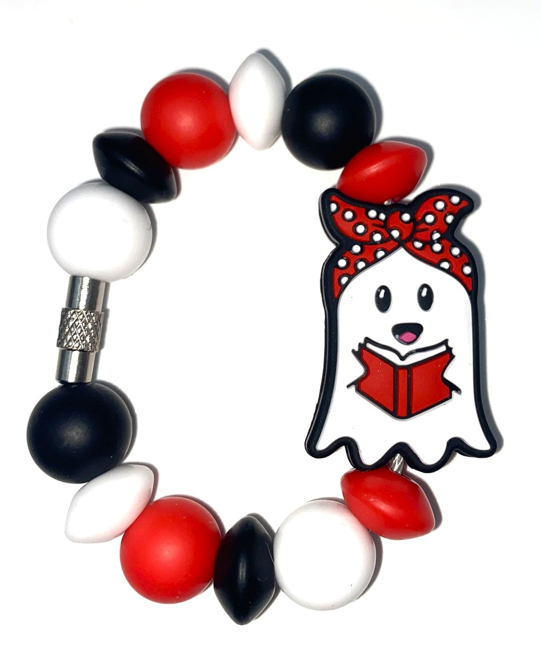 Ghost w/Red Bandana Reading A Book Stanley Tumbler Cup Handle Charm