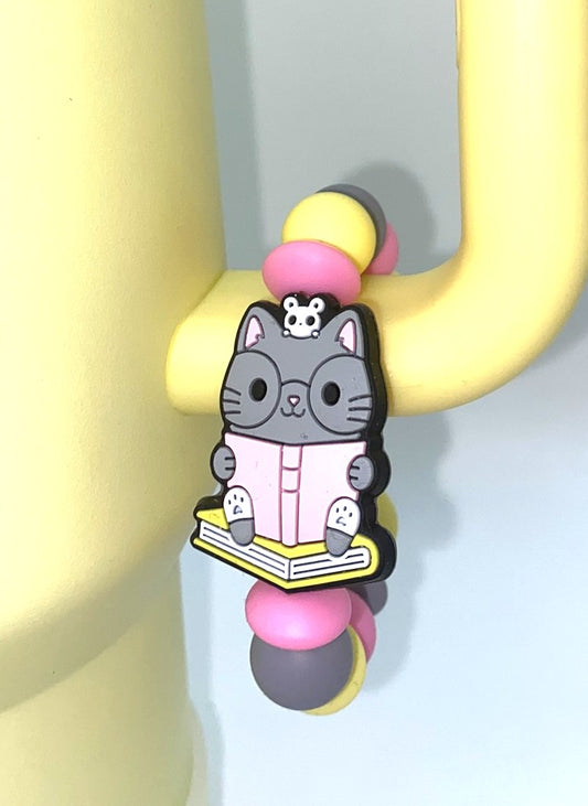 Reading Cat Stanley Tumbler Cup Handle Charm
