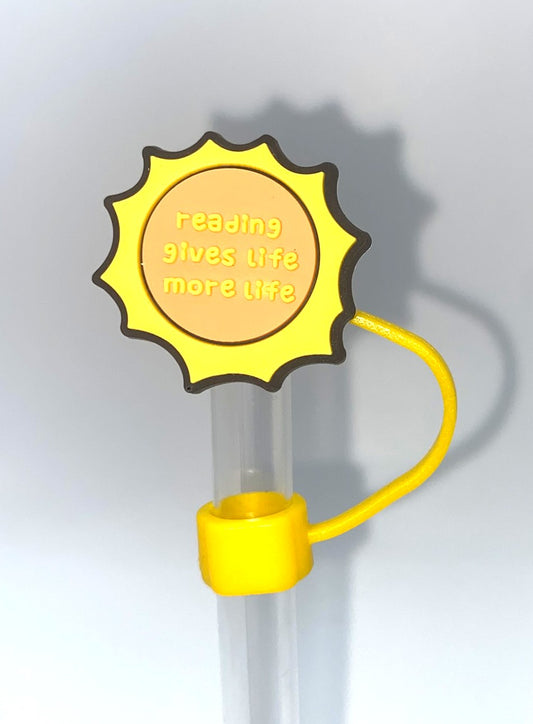 Books Gives Life More Life Sun Bookish Bookmark Straw Topper