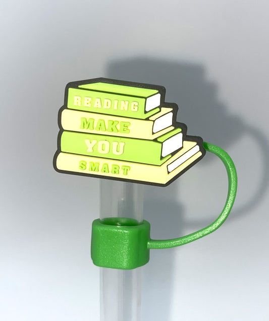 Reading Makes You Smart Stack Of Books Bookish Straw Topper