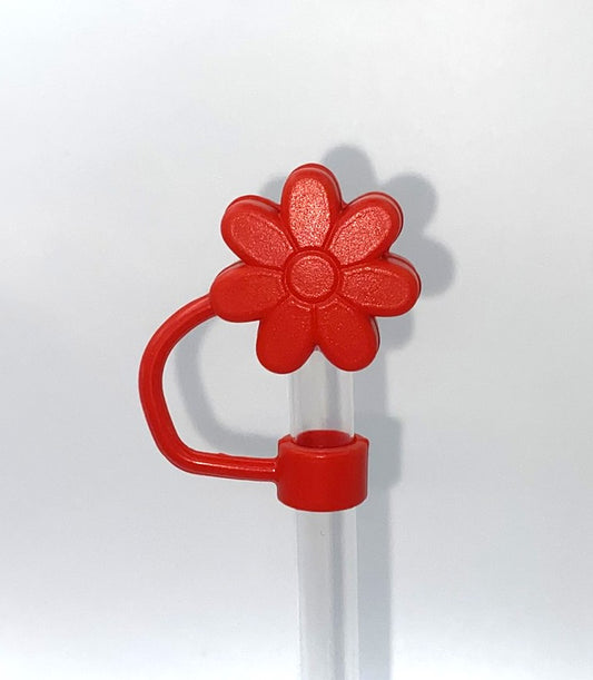 Red Daisy Flower 3D Straw Topper