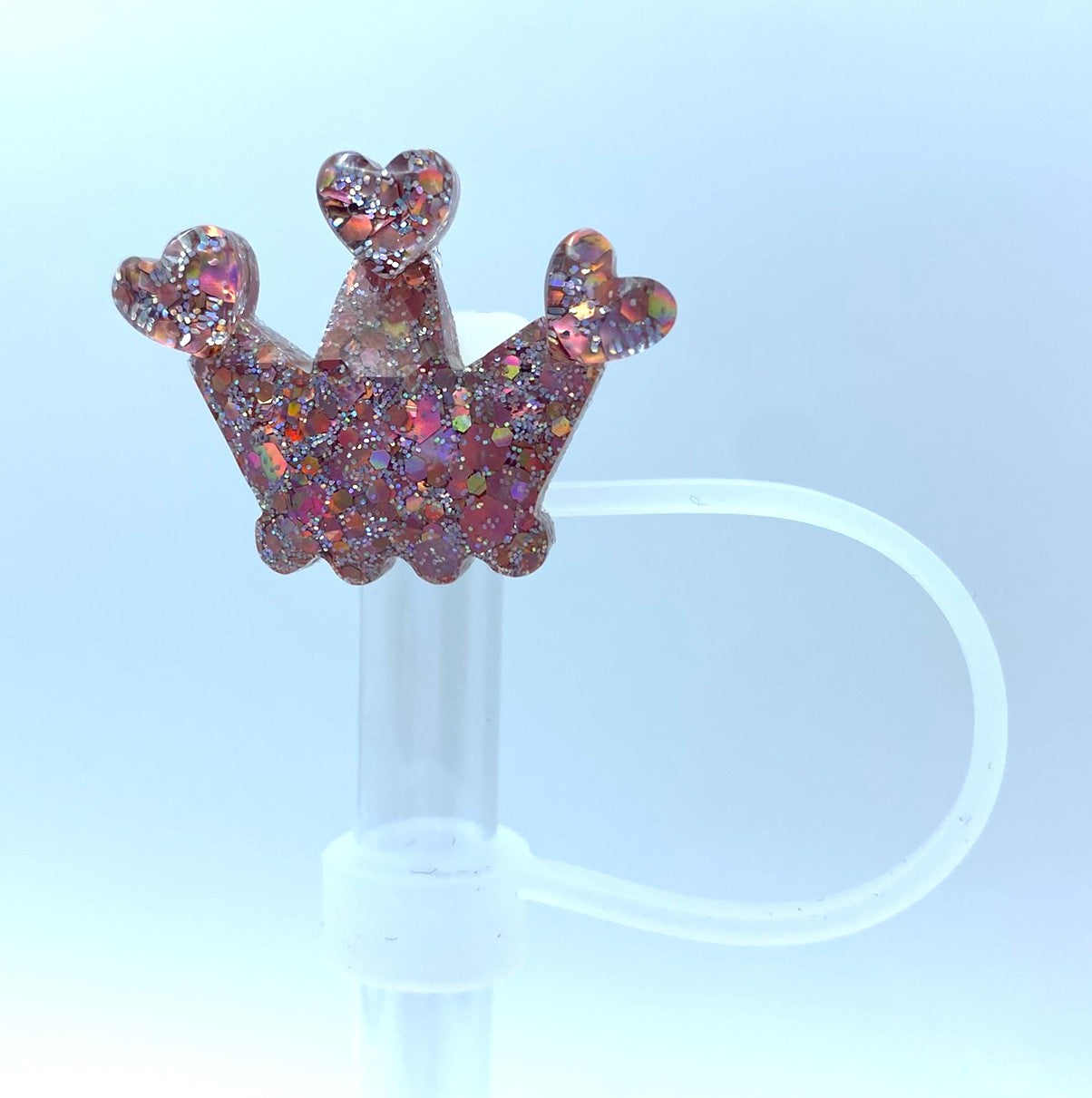 Glitter Crown Light Pink Straw Topper