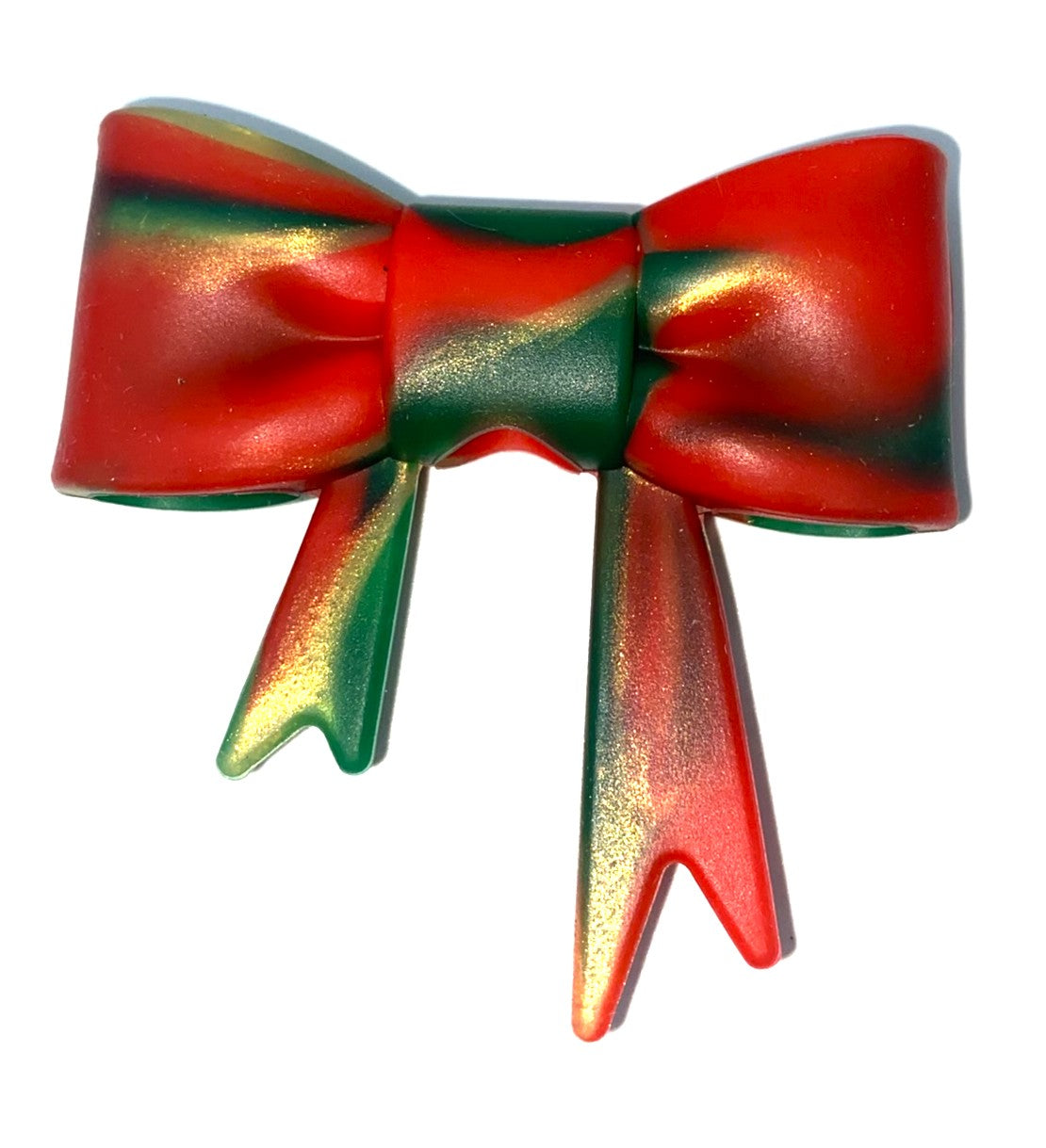Red Green & Gold Christmas Swirl Bow Straw Topper