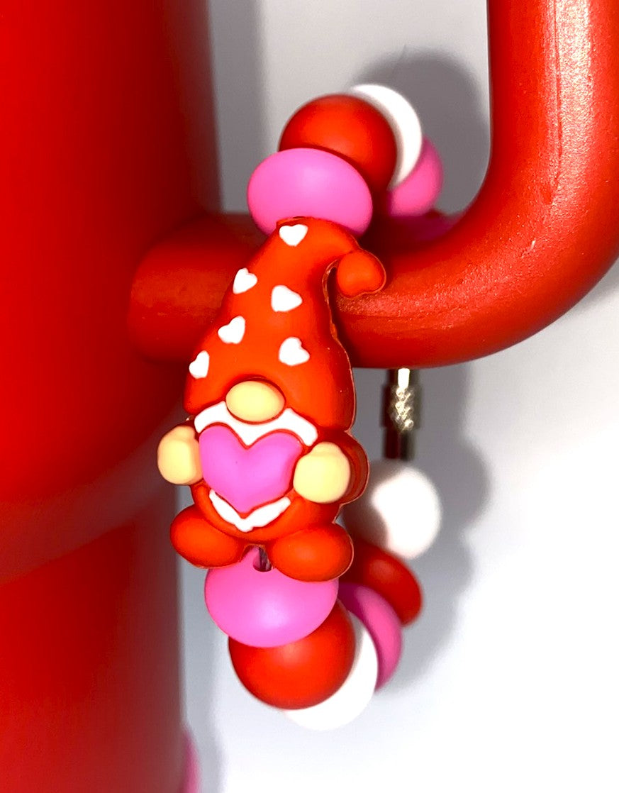 Valentine Heart Gnome 3D Red Stanley Tumbler Cup Handle Charm