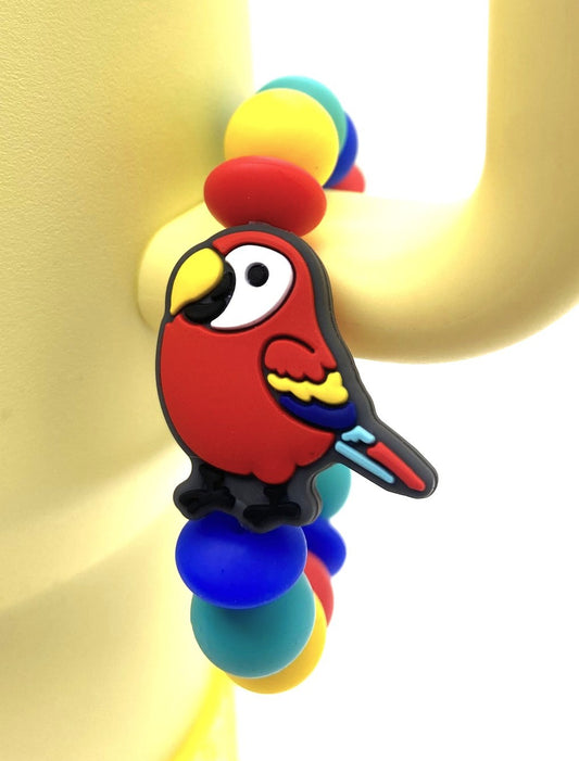 Red Parrot Macaw Bird Stanley Tumbler Cup Handle Charm