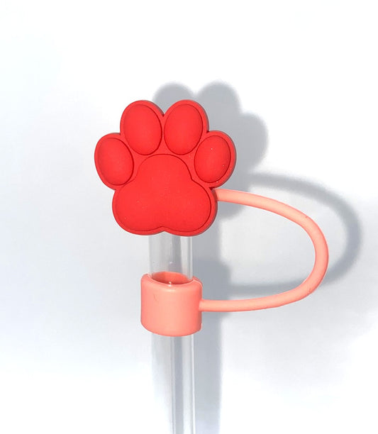 Red Dog Paw Straw Topper