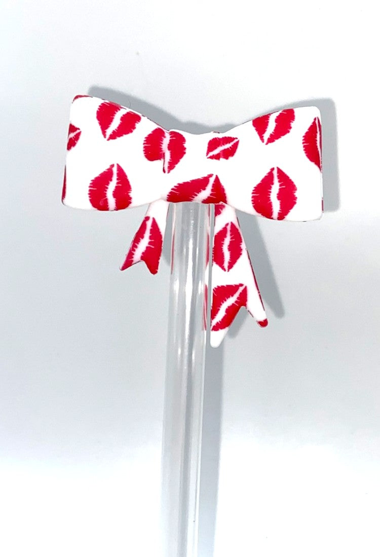 Red Lips Bow Straw Topper