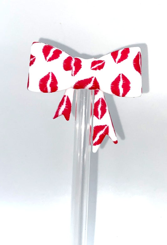 Red Lips Bow Straw Topper