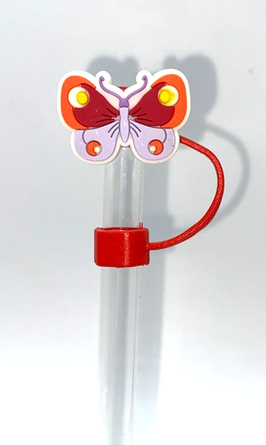 Red, Orange & Purple Butterfly Straw Topper