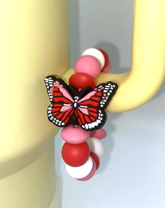 Red Monarch Butterfly Stanley Tumbler Cup Handle Charm