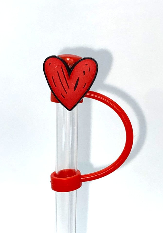 Red Scribble Heart Straw Topper