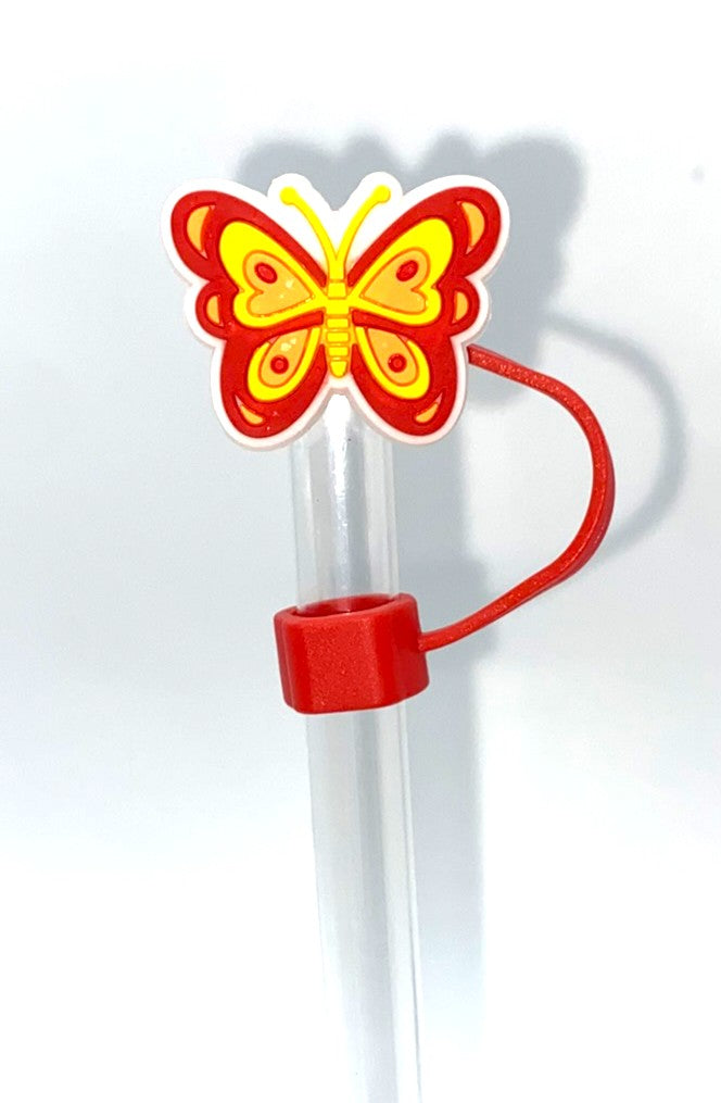 Red, Yellow & Orange Butterfly Straw Topper