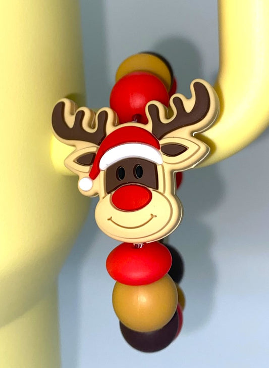 Christmas Reindeer Face Stanley Tumbler Cup Handle Charm