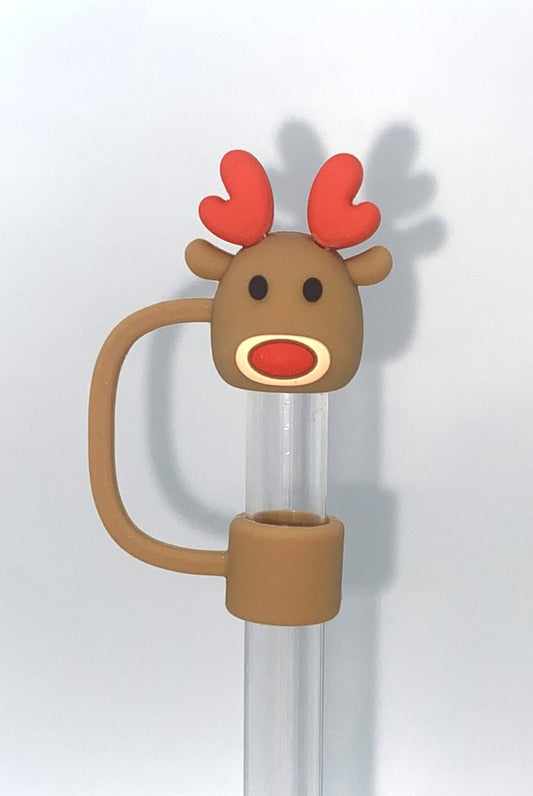 Reindeer Face 3D Straw Topper