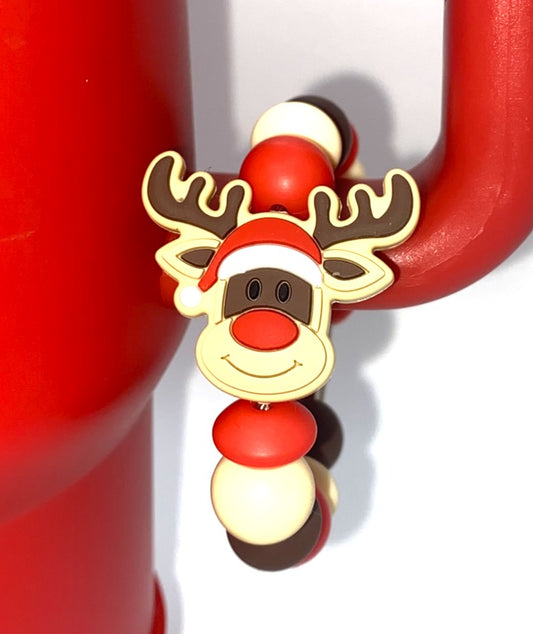 Christmas Reindeer Face Stanley Tumbler Cup Handle Charm