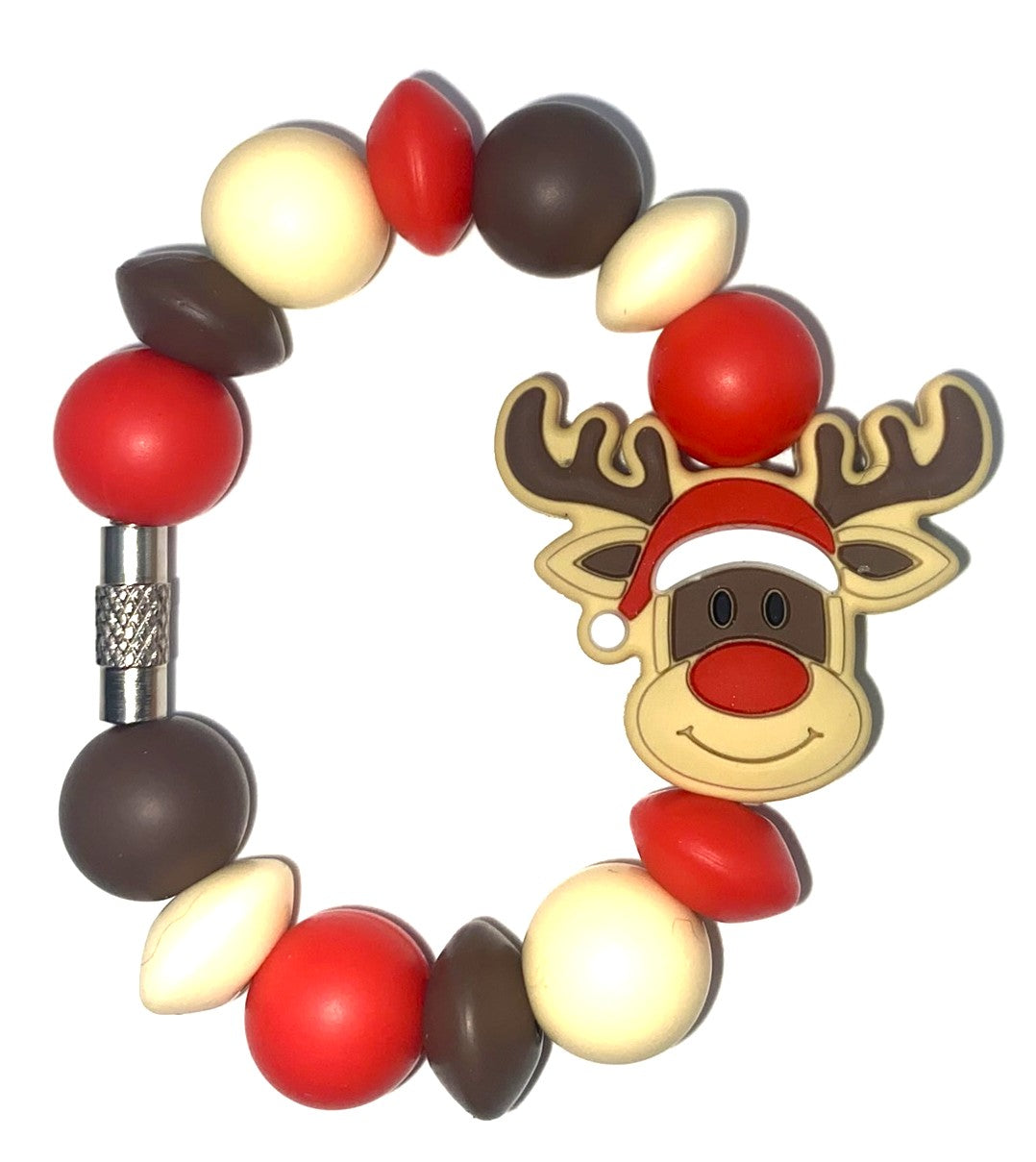 Christmas Reindeer Face Stanley Tumbler Cup Handle Charm