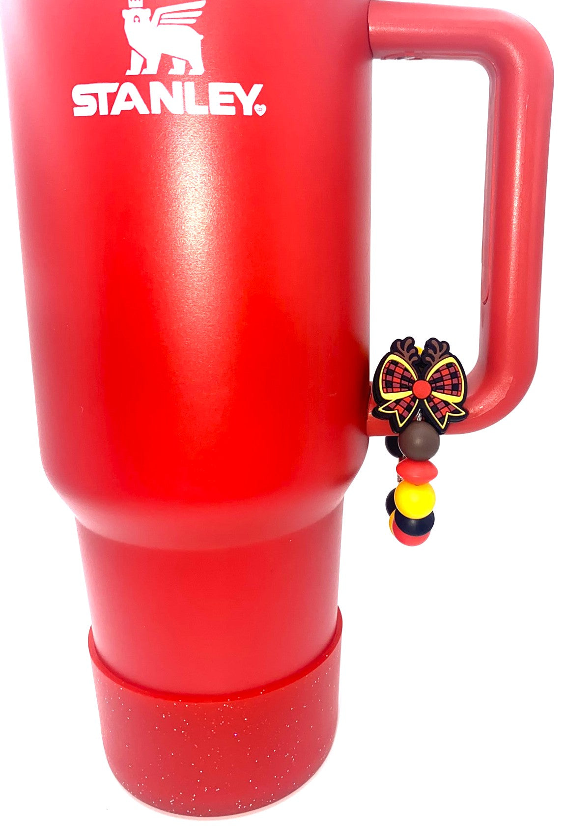 Reindeer Plaid Bow Christmas Stanley Tumbler Cup Handle Charm