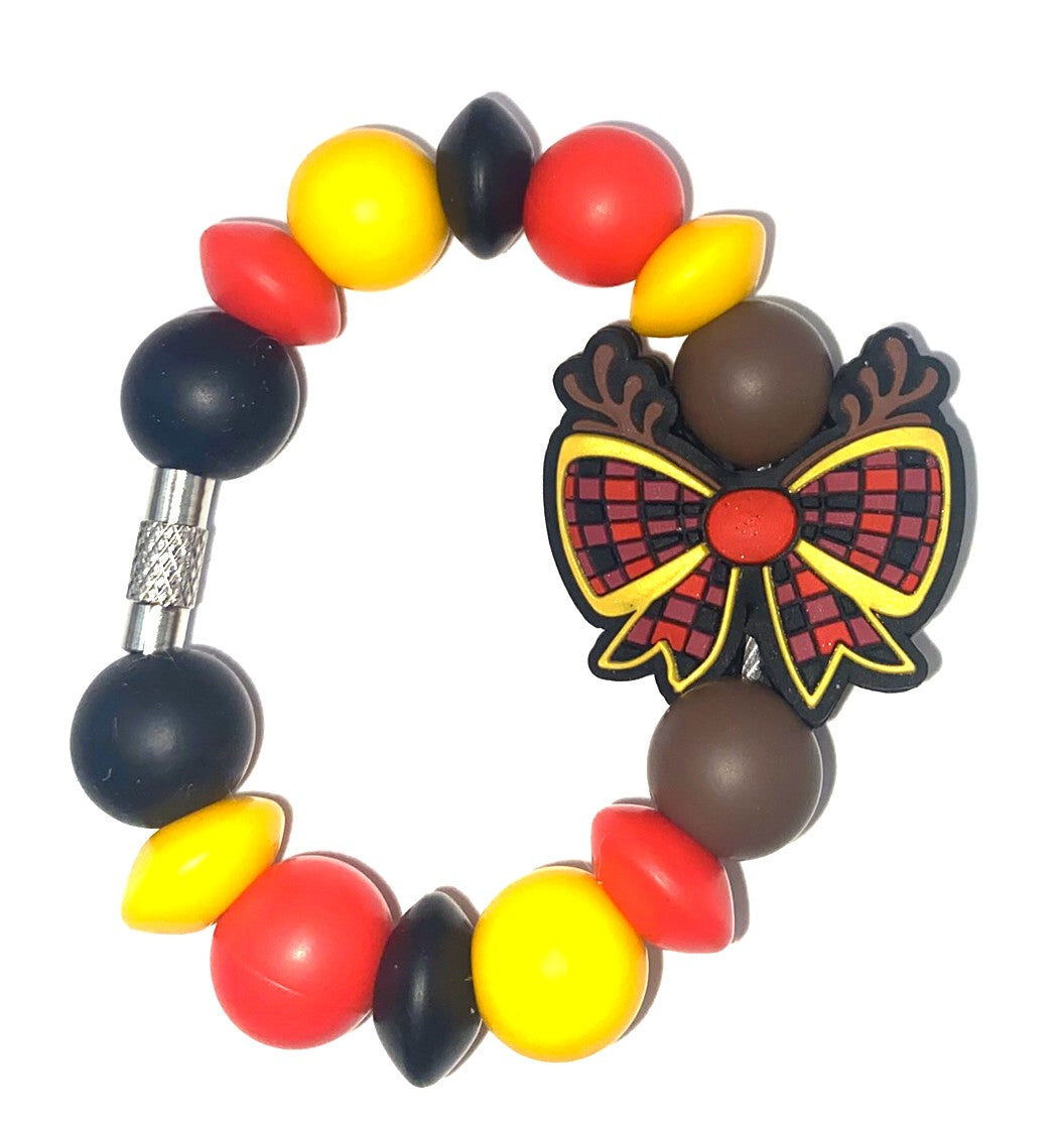 Reindeer Plaid Bow Christmas Stanley Tumbler Cup Handle Charm