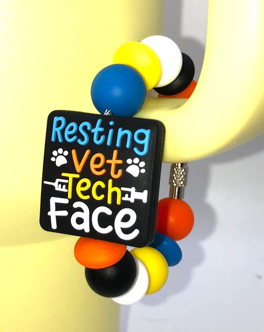 Resting Vet Tech Face Stanley Tumbler Cup Handle Charm