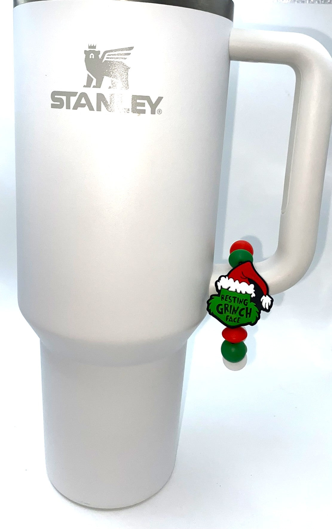 Resting Grinch Face Mean Green Guy Christmas Stanley Tumbler Cup Handle Charm