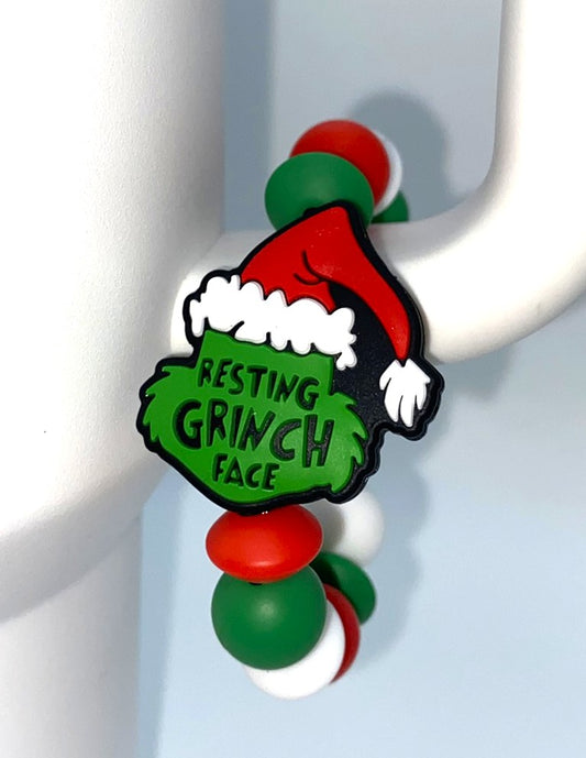 Resting Grinch Face Mean Green Guy Christmas Stanley Tumbler Cup Handle Charm