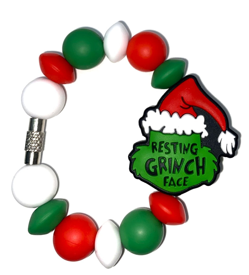 Resting Grinch Face Mean Green Guy Christmas Stanley Tumbler Cup Handle Charm