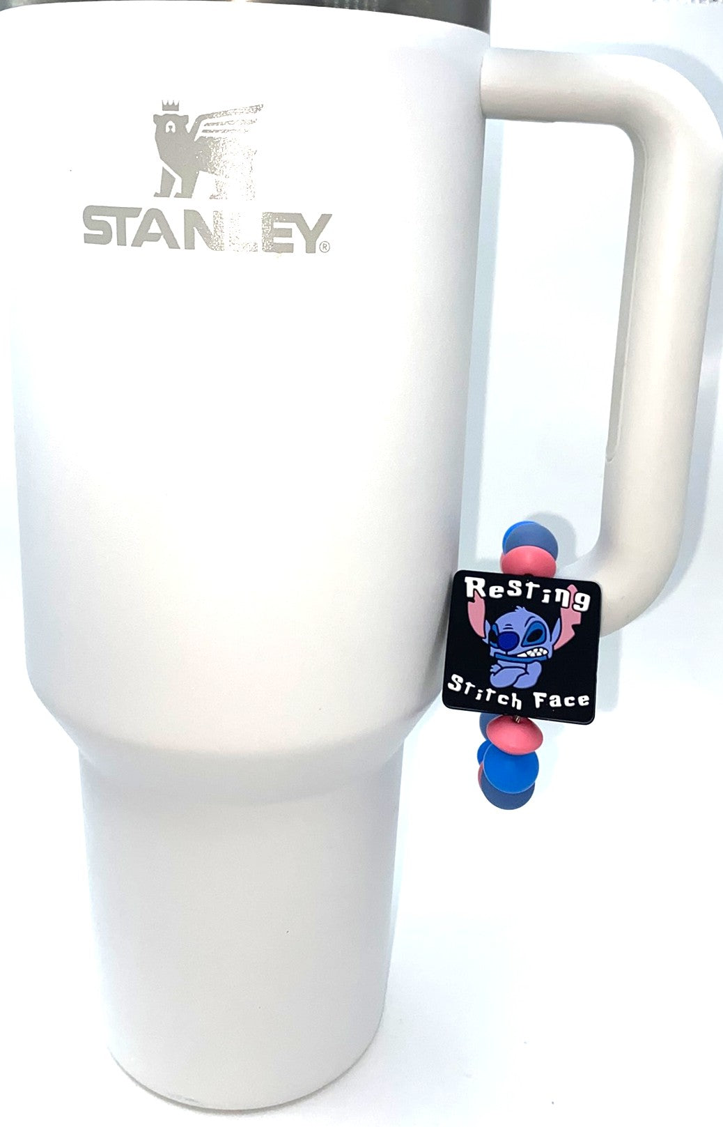 Resting Stitch Face Blue Alien Stanley Tumbler Cup Handle Charm