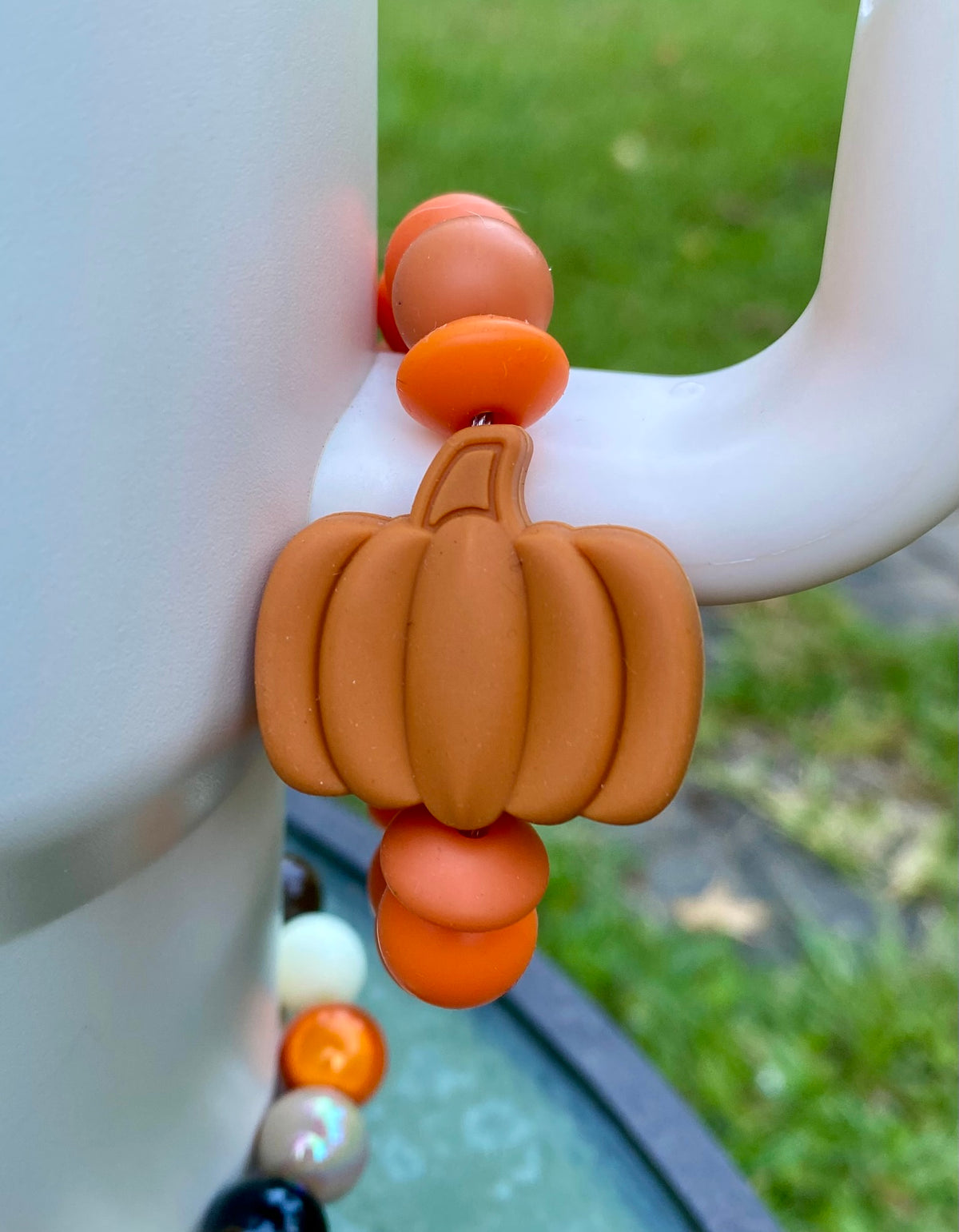 Dark Orange Ridged Pumpkin Stanley Tumbler Cup Handle Charm