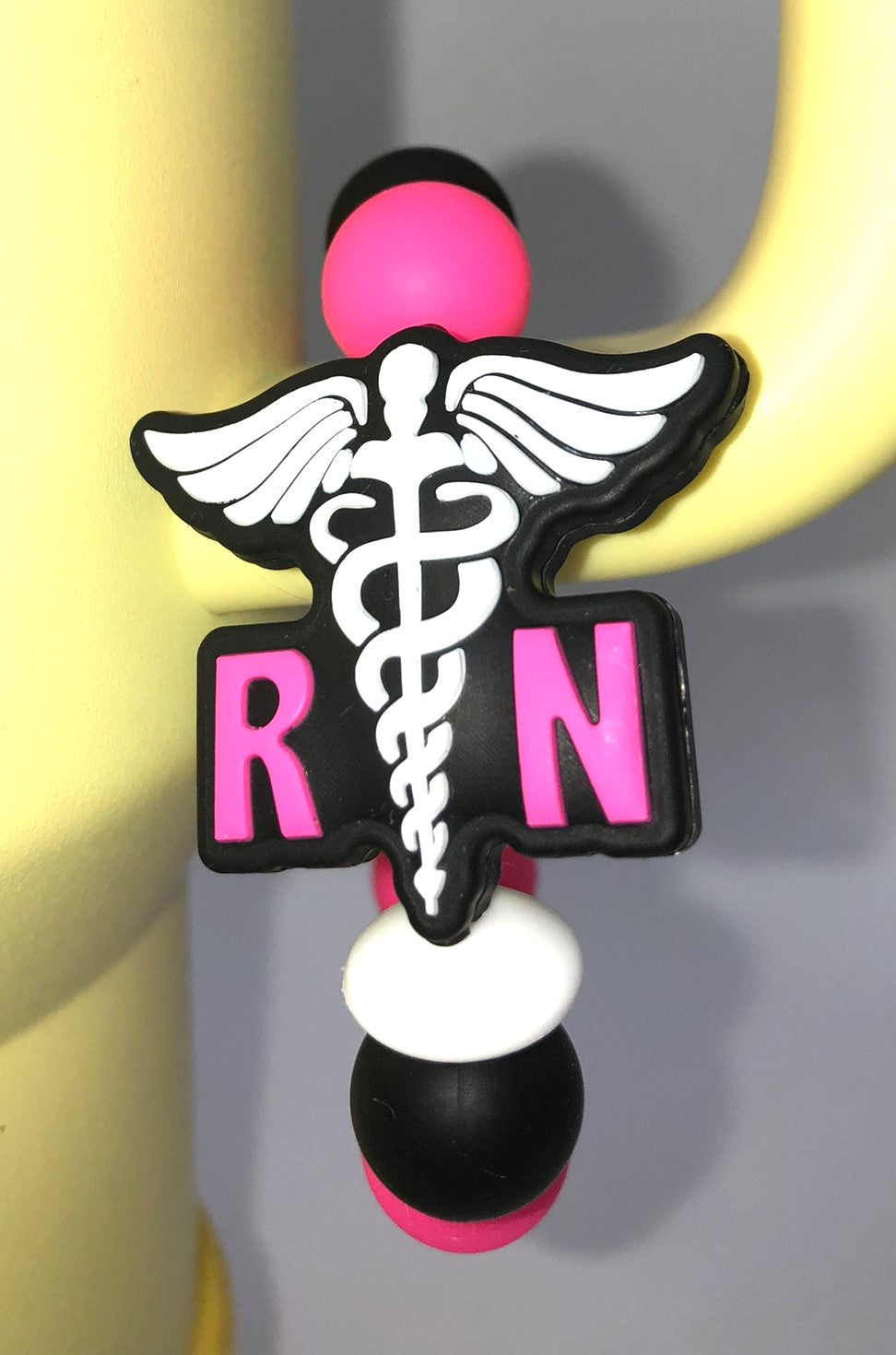 RN Pink Caduceus Nurse Stanley Tumbler Cup Handle Charm