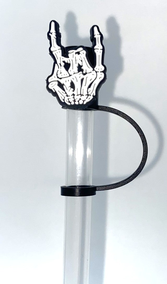 Rock On Skeleton Hand Straw Topper