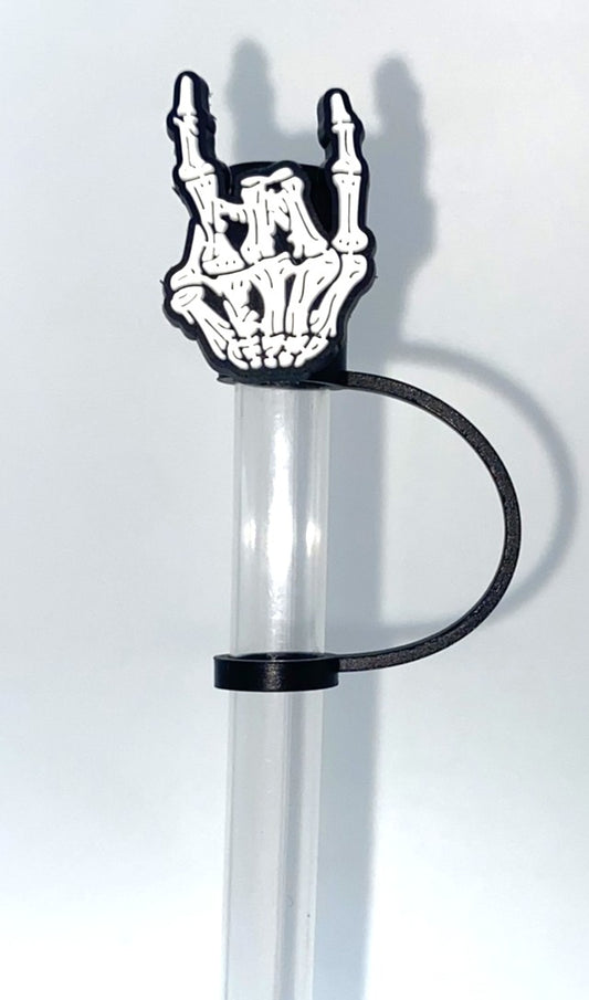 Rock On Skeleton Hand Straw Topper