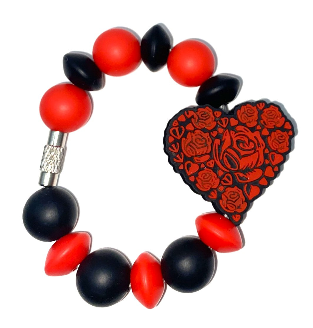 Red Roses Heart Stanley Tumbler Cup Handle Charm