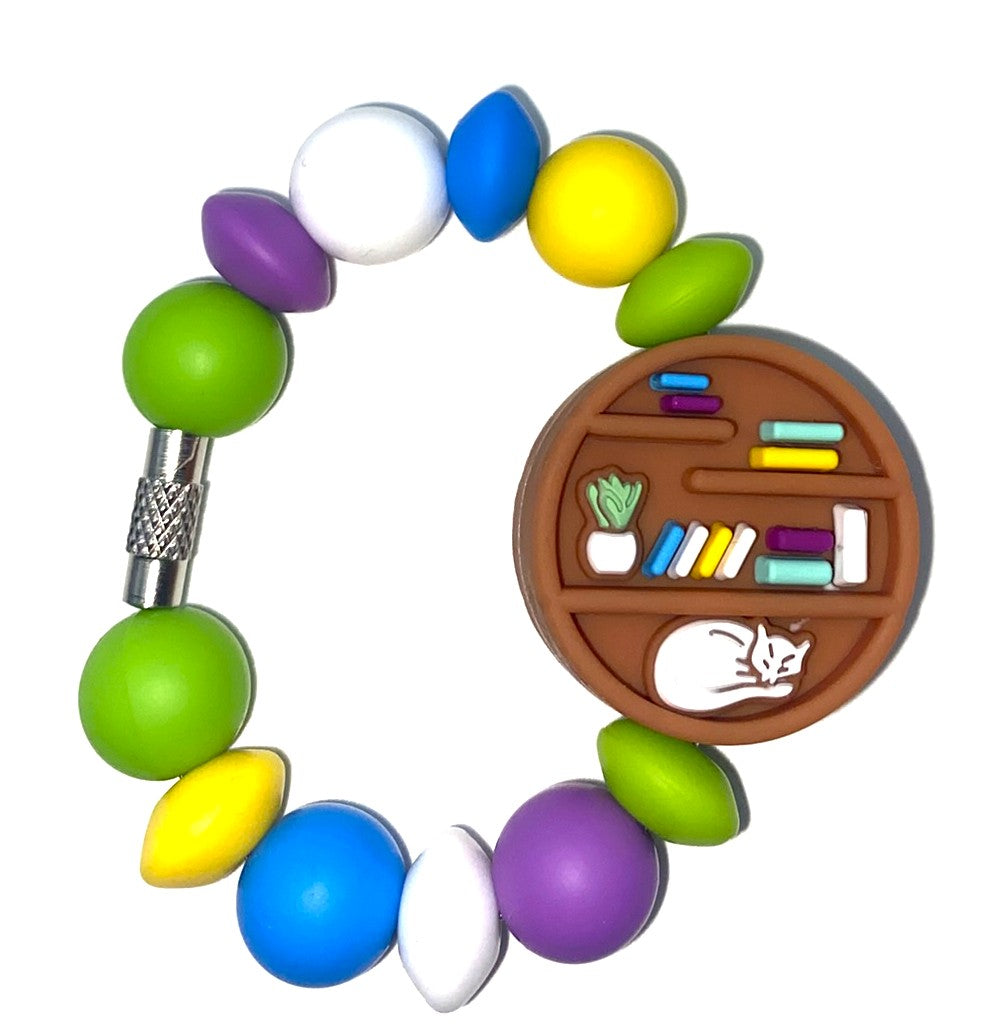 Round Book Shelf w/Cat 3D Stanley Tumbler Cup Handle Charm