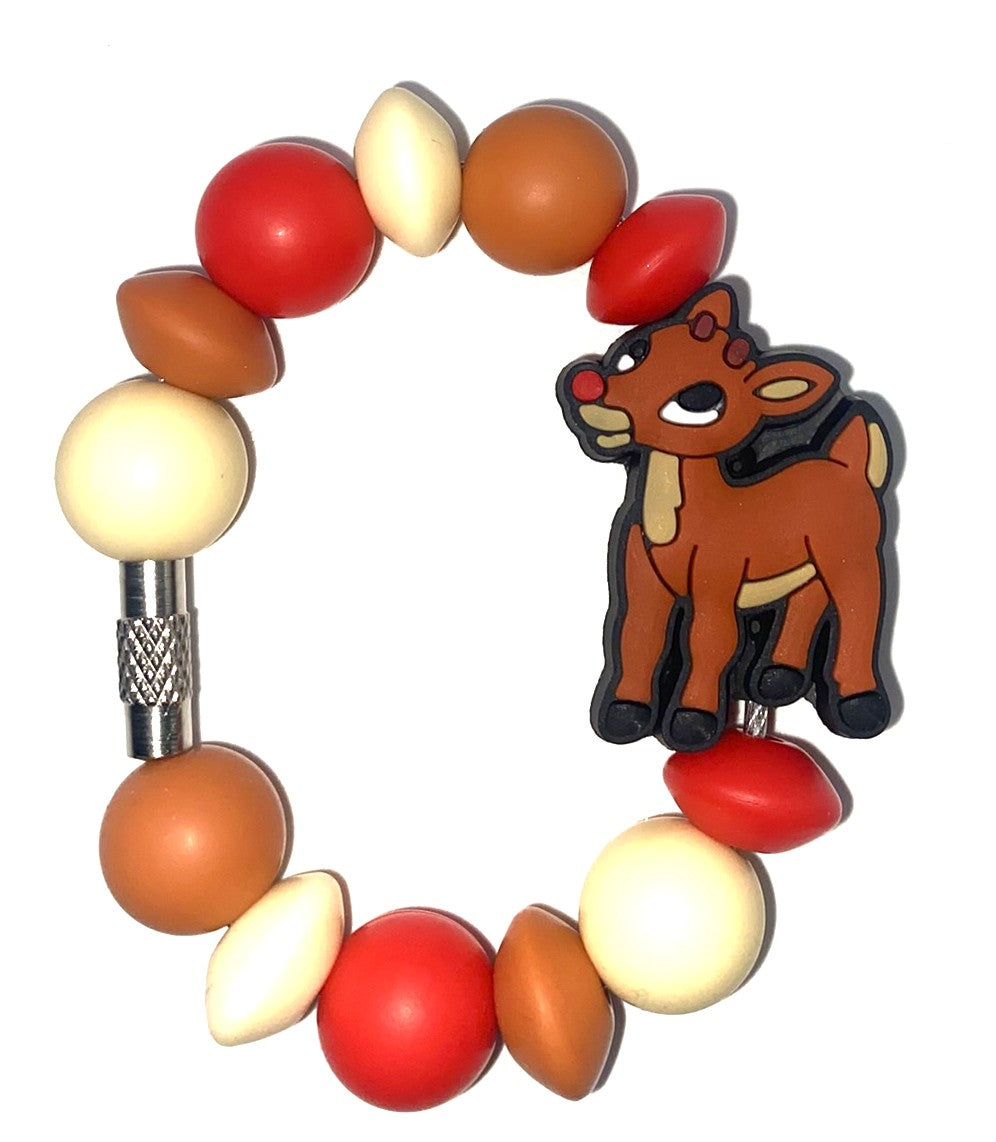 Red Nosed Reindeer Christmas Stanley Tumbler Cup Handle Charm