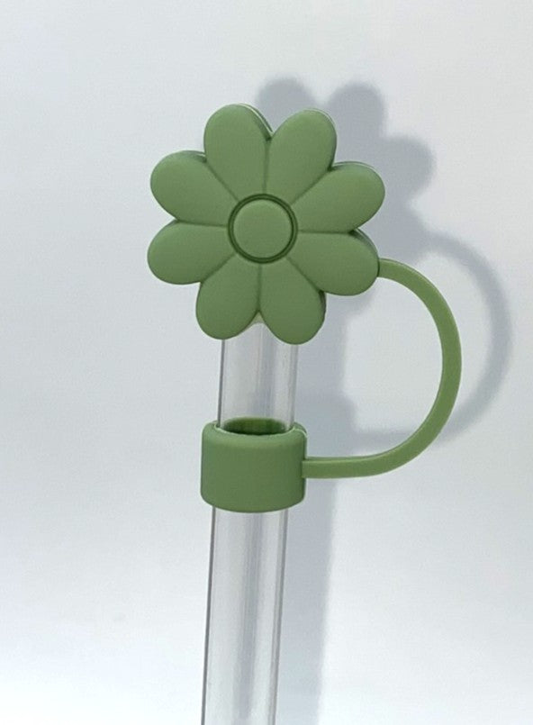 Sage Green Daisy Flower 3D Straw Topper