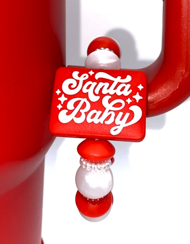 Santa Baby Christmas Stanley Tumbler Cup Handle Charm