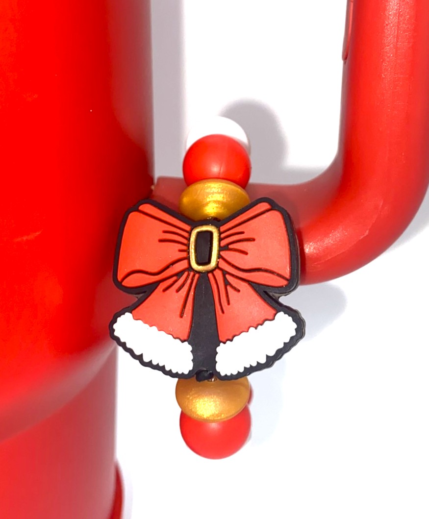 Santa Suit Bow Christmas Stanley Tumbler Cup Handle Charm