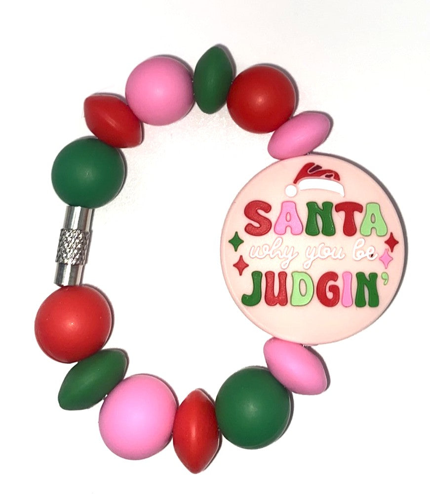 Santa Why You Be Judgin' funny Christmas Stanley Tumbler Cup Handle Charm
