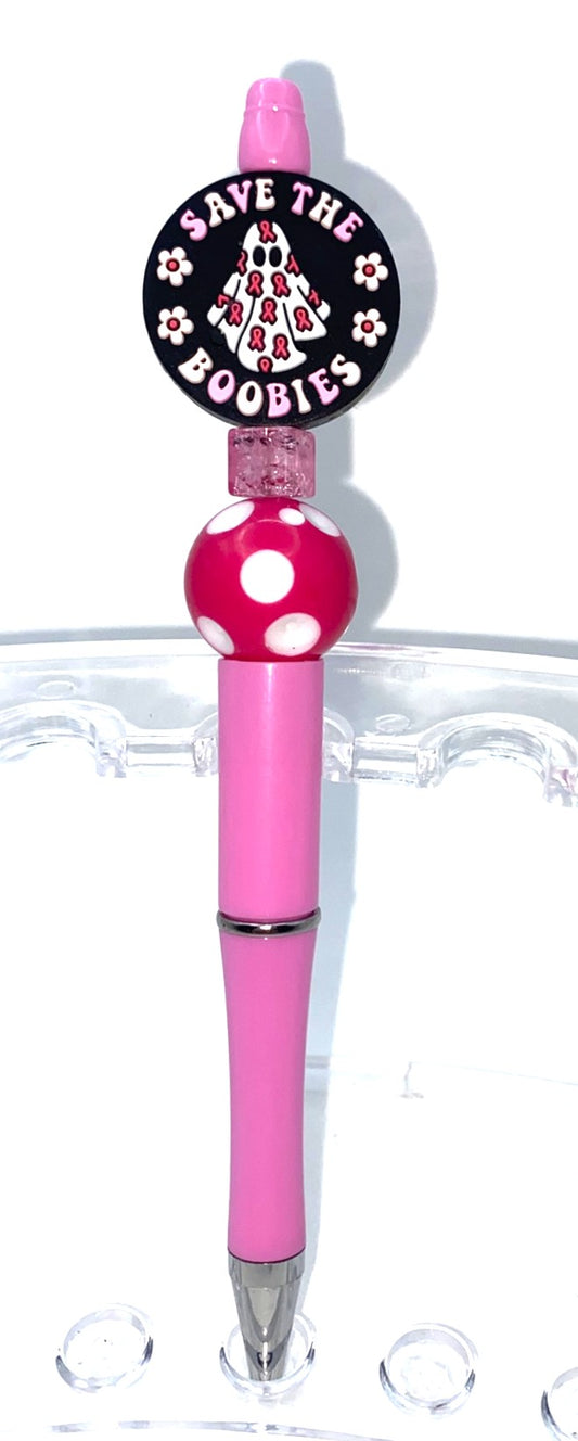 Save the Boobies Breast Cancer Beaded Pen